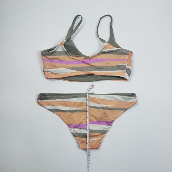 Prana Bikini Set Willow Falls Top & Gemma Bottom Medium Reversible Waves Print - Picture 7 of 16